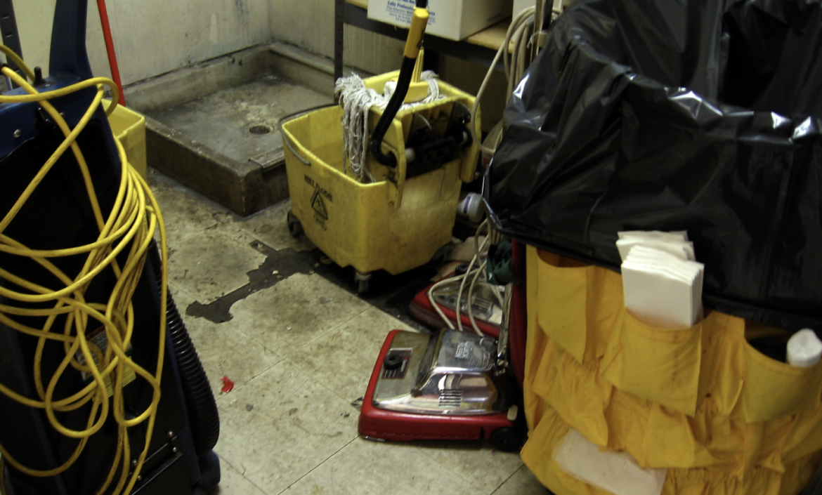 Messy Janitorial Closet in Commercial Cleaning in Jacksonville